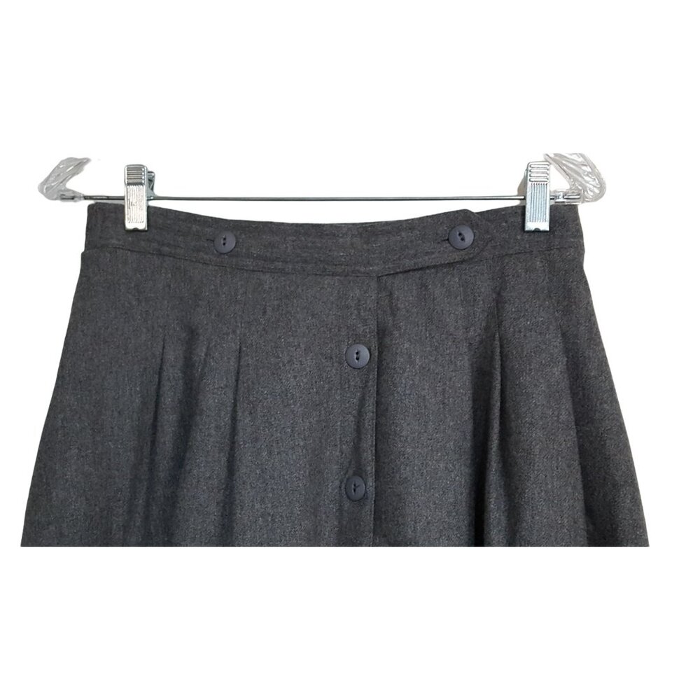 Summit Sportswear skirt Vintage wool blend gray button front A-Line Midi Pockets - Picture 2 of 9